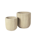 Fiber Cylinder Flowerpot | Set of 2 | Antique Beige