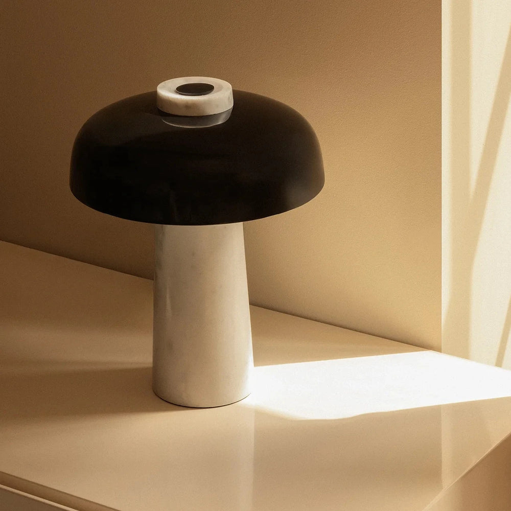 Reverse Table Lamp | Carrara Marble + Black Aluminim