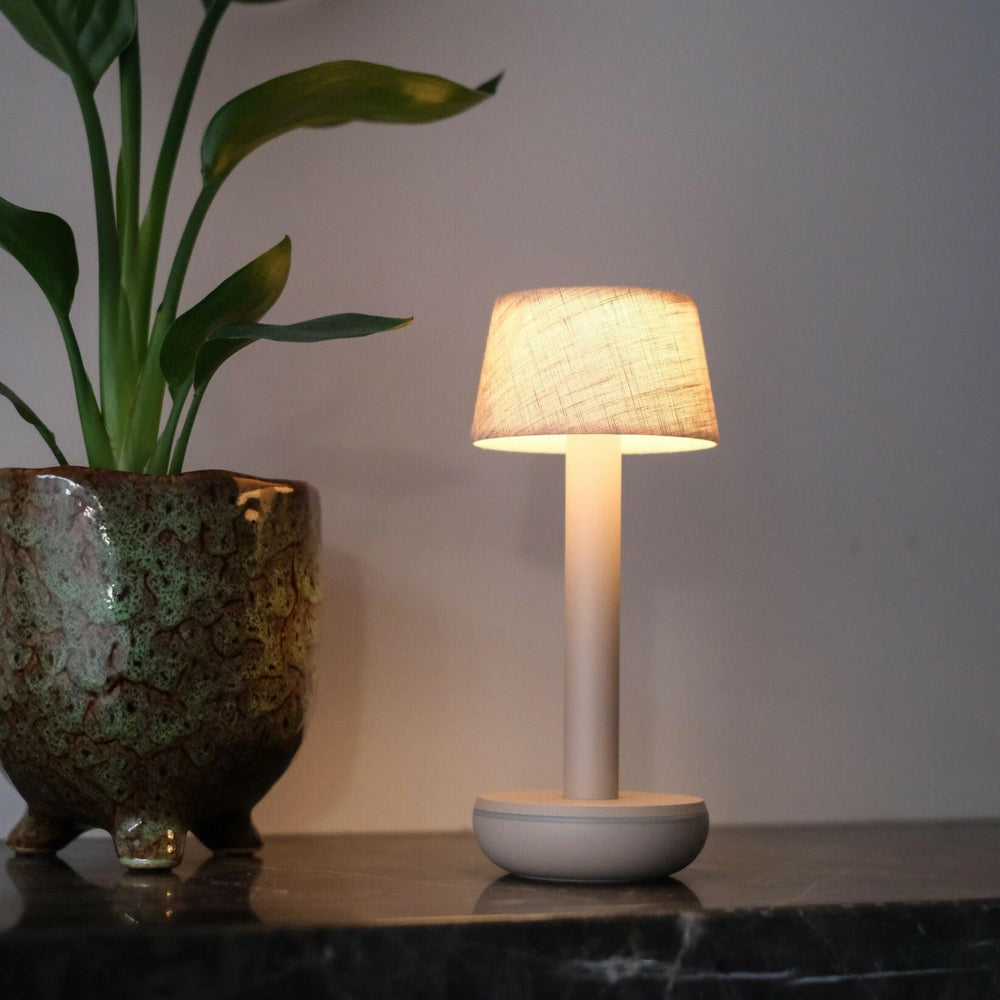 Two | LED Portable Table Lamp | Beige / Beige Linen.