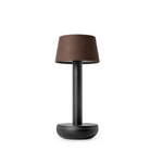 Two | LED Portable Table Lamp | Black / Brown Linen