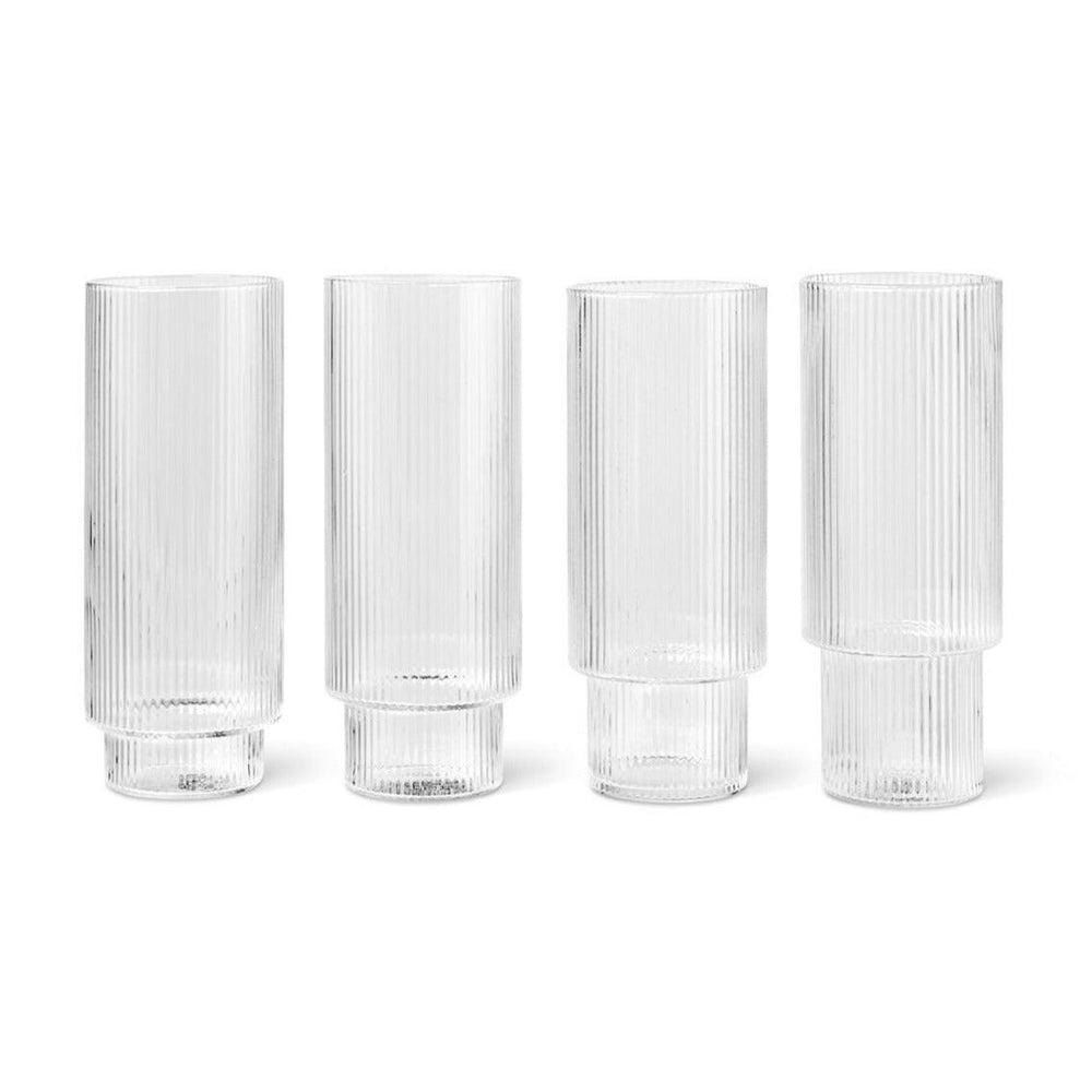 Ripple Long Drinking Glass | Clear | Set of 4